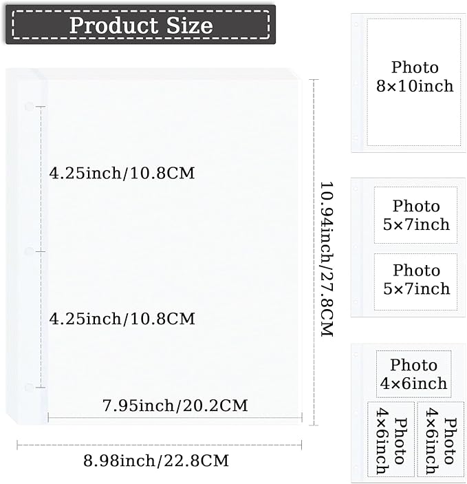 3 Ring Photo Album with Sticky Pages, Linen Scrapbook for Easy Customization - Perfect for 2x3, 4x6, 5x7, 8x10 Photos - 20 Sheets for Family Memories & Crafting