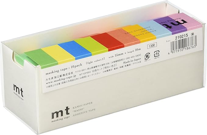 MT Washi Masking Tapes, Set of 10, Bright Colors (Mt10P003)(Japan Import)