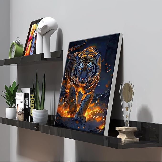 ATDMS Paint by Numbers Kit for Adults with Frame Tiger Paint by Number with Easel DIY Tiger Adult Paint by Number Kits Paint by Number Canvas for Gift Home Wall Decor 8x12 Inch