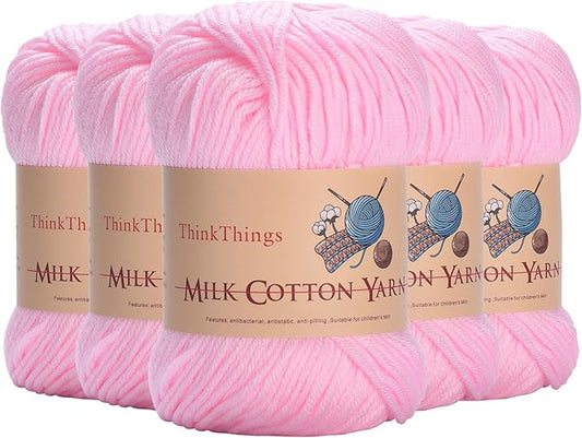 Acrylic Yarn for Crocheting Bulk, DIY Knitting Light Pink Yarns Large 10Balls Pack 17.6oz, Weaving Knit Tool Pink Crocheted for Beginners