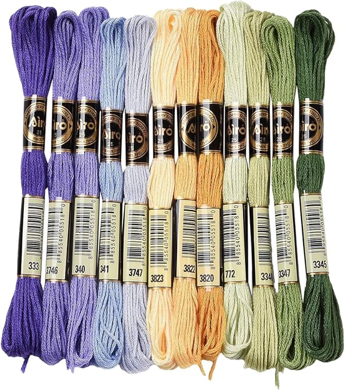 12 Skeins 105 Yards 6 Strands Variegated Embroidery Floss Cross Stitch Threads Purple Green Friendship Bracelet String Bulk for Jewelry Making Bracelet Knitting Stitching DIY Craft Supplies