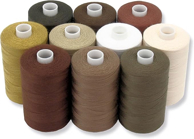 BlesSew Sewing Thread in Brown Color Tones - 10 Spools of Polyester Thread for Sewing Machine for Beginners, Hand Stitching & Quilting - 1000 yds Per Spool