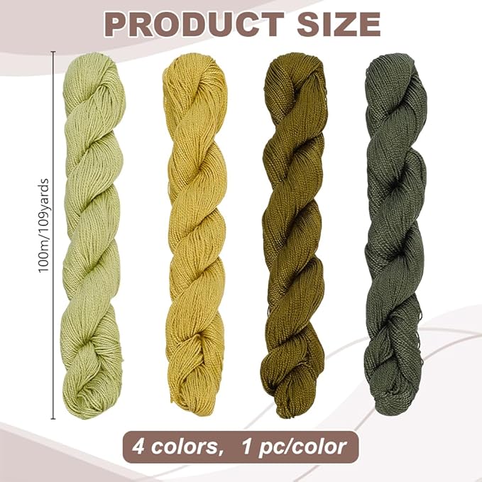 FREEBLOSS 4 Pcs Sashiko Thread Sashiko Skein 100M * 4 Colors Pure Cotton Embroidery Thread Japanese Sewing Threads Quilting and Embroidery Kit Supplies, Green