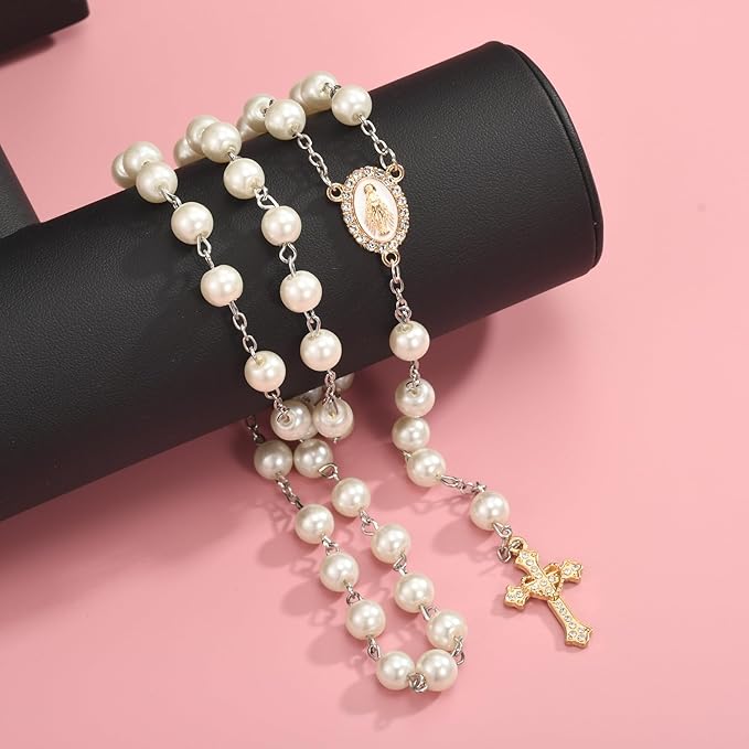 Jiali Q 20 Piece Set Rhinestone Cross Connectors and Pendants for Jewelry Making (Gold Our Lady of Grace)