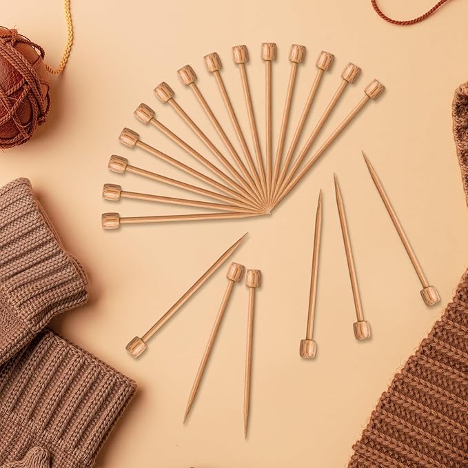 Luinabio 20 Pcs Bamboo Crochet Marking Pins Smooth Single Pointed Knitting Needles 2.75 Inch Mini Pins Knitting Accessories for Beginners DIY Craft Making Crochet Supplies (Nut Brown)