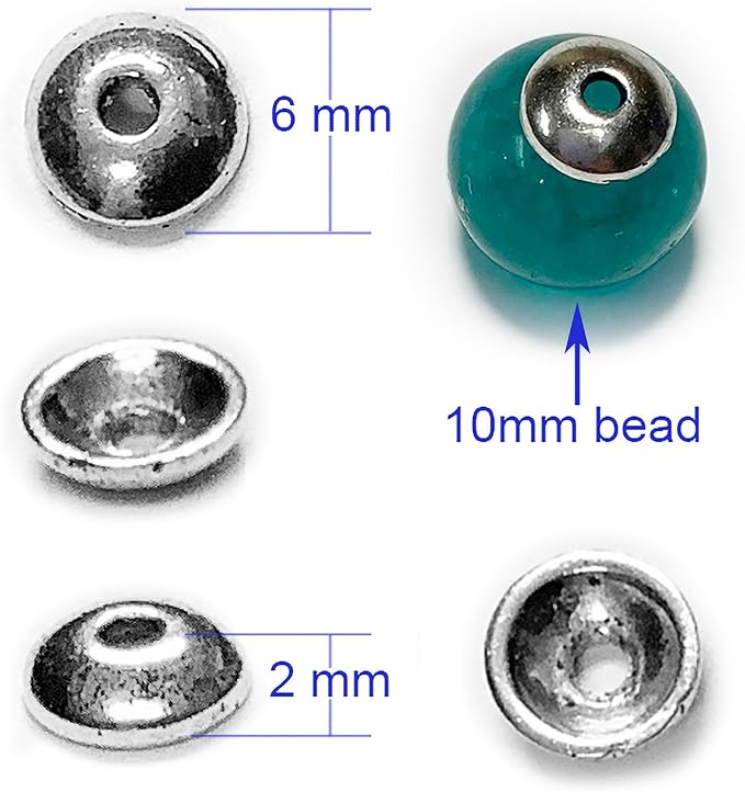 Heather's cf Flower Bead Caps Custom Fancy Charm Jewelry Making Spacer Kit Findings Bulk Vintage for Bracelets Earrings Necklaces Rings Beading Supplies Craft Non Tarnish DIY (Smooth Silver - 400 Pcs)