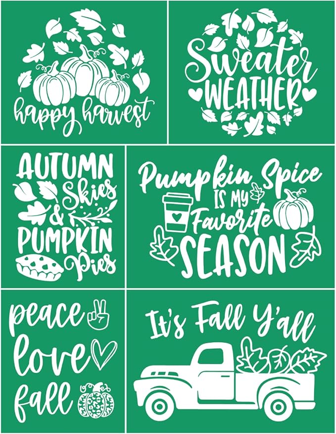 DGAGA Fall Silk Screen Stencils Reusable Self Adhesive Chalk Mesh Stencils Autumn Silkscreen Transfers for Painting on Wood,Craft,DIY Farmhouse Signs Screenprinting Starter Kit for Chalk Paste