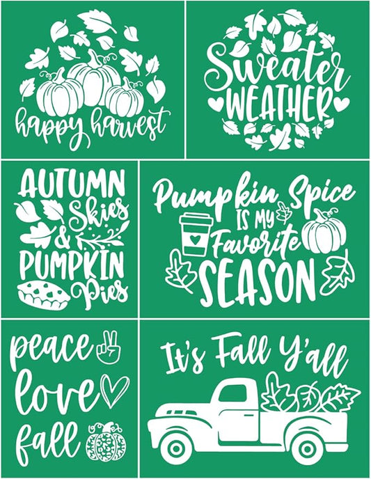 DGAGA Fall Silk Screen Stencils Reusable Self Adhesive Chalk Mesh Stencils Autumn Silkscreen Transfers for Painting on Wood,Craft,DIY Farmhouse Signs Screenprinting Starter Kit for Chalk Paste