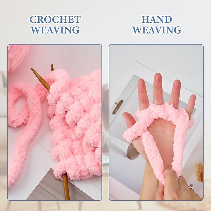 Chunky Yarn for Hand Knitting, Jumbo Chunky Yarn for Crocheting, Chunky Chenille Yarn, 8 Pack (32 yds 8.5 oz Each Skein),#7, Pink
