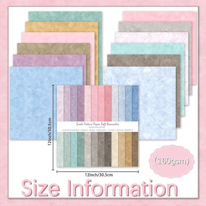 24 Sheets Scrapbook Paper 12" Double-Sided Photo Backdrop Patterned Craft Paper 160gsm for Junk Journals Greeting Cards Album Decoration(Boho Design C)