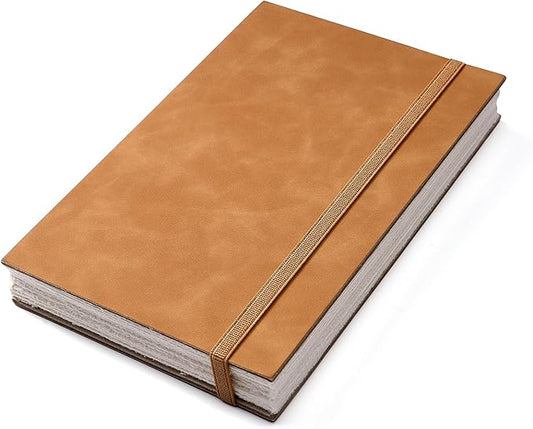 tumuarta deckle edge paper sketchbook, 92 lb, 150 gsm, 80 sheets mixed media paper, acid free, handmade vintage journal hardbound sketch book for pencil, ink, markers, acrylic and more (5.5" x 8.5")