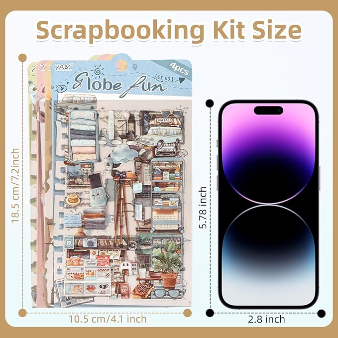 Uideyvi Travel Series Sticker Scrapbooking Supplies for Junk Journal, 16 Sheets PET Stickers(TZ-010-005)