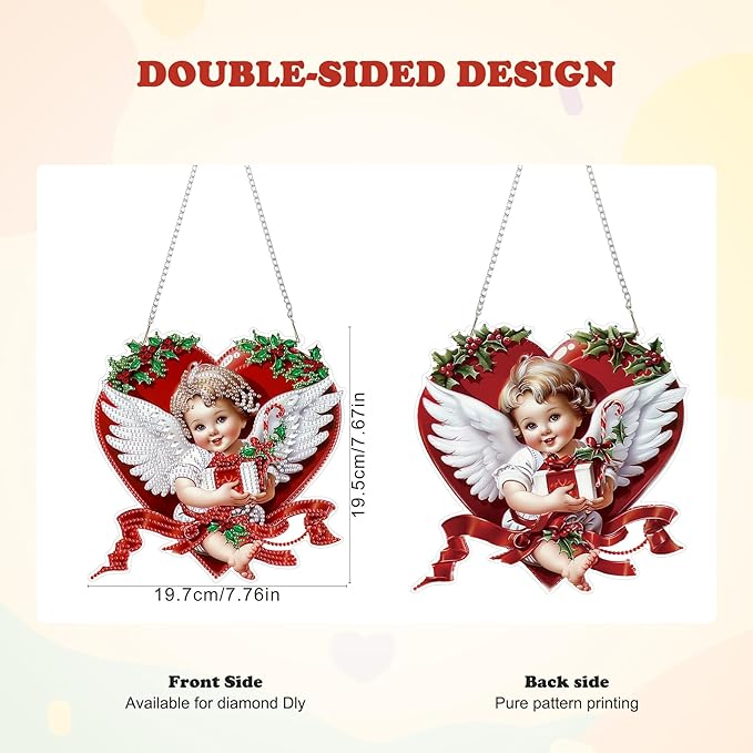 HEIBAGO Angel Diamond Art Hanging Kits for Adults Kids, 5D Special Shaped Crystal Diamond Painting Kit Cupid, DIY Pattern Window Pendant Gem Art Kit for Home Wall Decor 8.3 x 8.3 Inch