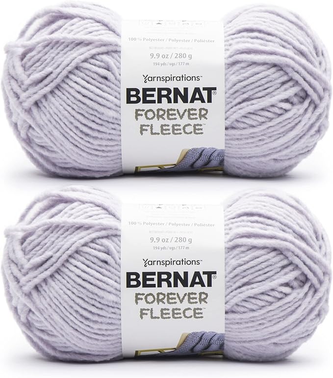 Bernat Forever Fleece Lavender Yarn - 2 Pack of 280g/9.9oz - Polyester - 6 Super Bulky - 194 Yards - Knitting/Crochet