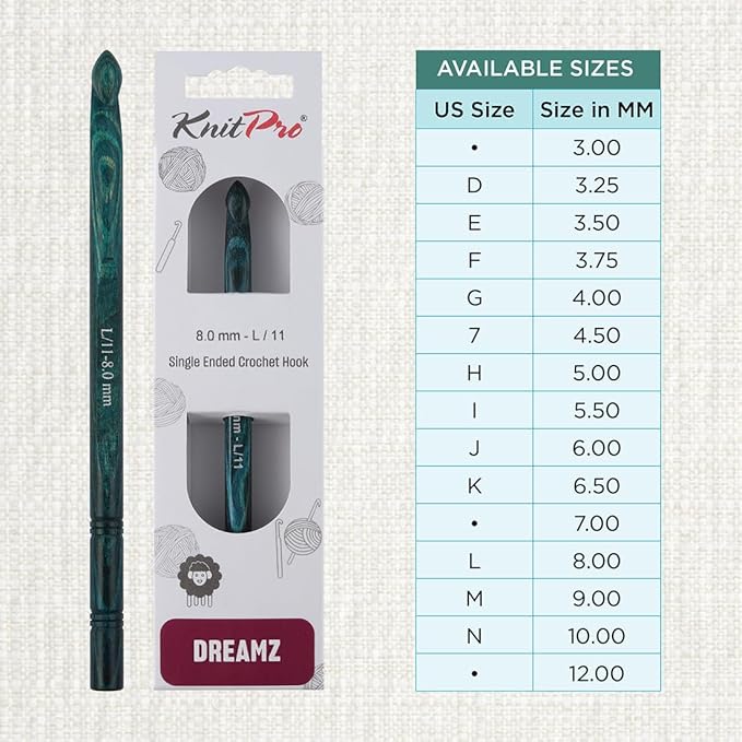 KnitPro Dreamz Single-Ended Crochet Hook | US Size L (8mm)