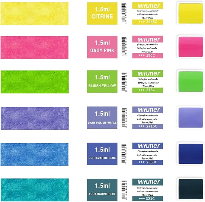 Mini Portable 6-Color Solid Watercolor Paint Set for Adults & Artists, High Tinting Strength Travel Art Kit for Beginners and Professionals, Half Pans (Each Capacity Approx 1.5ml).Macaron