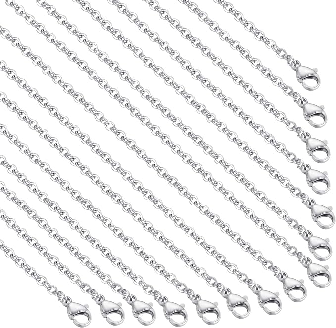 30 pack 18 inch necklace chain stainless steel link cable chain necklace with lobster clasps for diy jewelry making