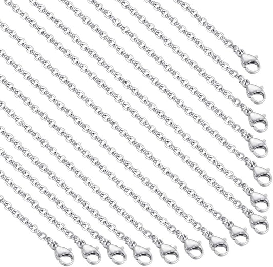 30 pack 20 inch necklace chain stainless steel link cable chain necklace with lobster clasps for diy jewelry making