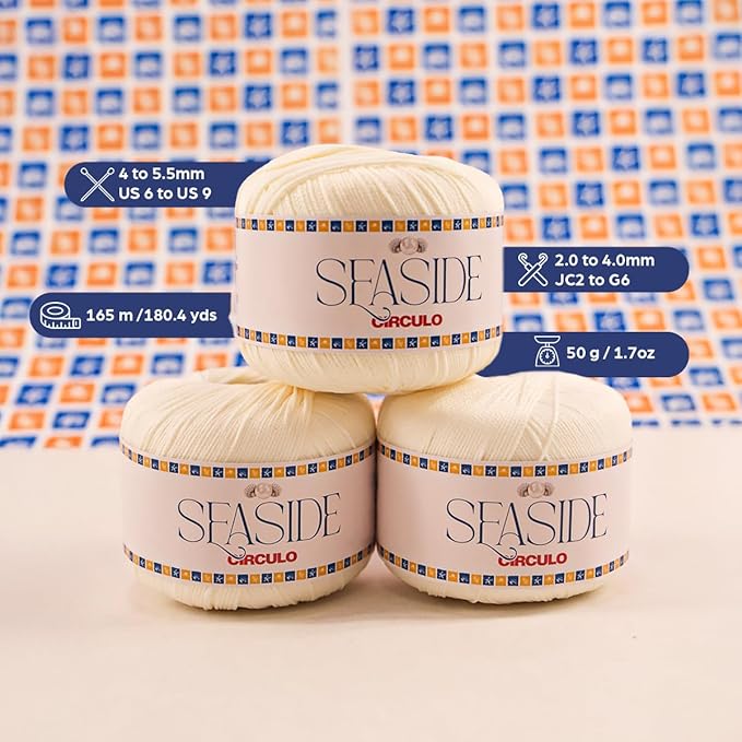 CIRCULO Seaside Yarn, Perfect for Beachwear, Bikinis & Cover-Ups, Quick-Drying & Lightweight, Fingering Weight, 100% Polyamide, 180.4 yds, 50g (613 - Tiffany)