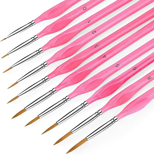 Miniature Paint Brushes, 10PC Fine Detail Paint Brush Set, Small Painting Brushes for Art, Crafts, Acrylic, Watercolor, Oil, Model, Face, Paint by Number, Figurine(Pink)