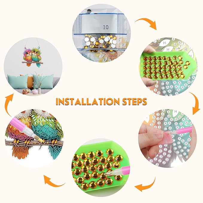 NEWENMO Diamond Art Kit for Adult, Funny Birds, Diamond Art Painting Double Sided Window Pendants for Home Garden Wall Hanging, DIY Special Shaped Gem Hanging Ornaments, Colorful Birds