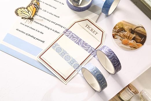 YUBX Basic Patterns Washi Tape Set 60 Rolls Geometric Elegance Decorative Skinny Masking Tapes for Arts, DIY Crafts, Journals, Planners, Scrapbook, Wrapping (Bygone Days)