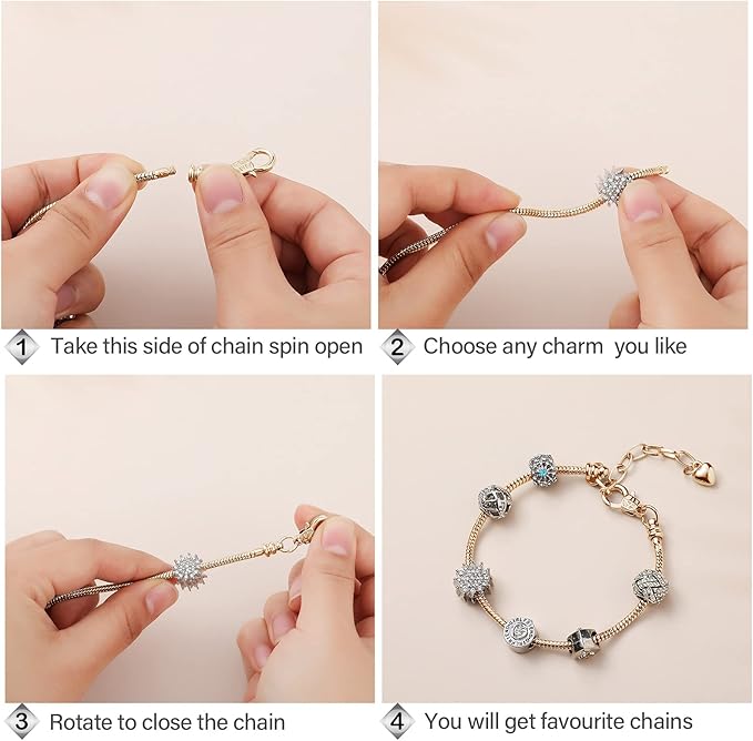 Hicarer 20 Pcs Chain Bracelet for Jewelry Making Women DIY Adjustable Snake Charm Bracelet with Heart Shape Extender Chain(Gold)