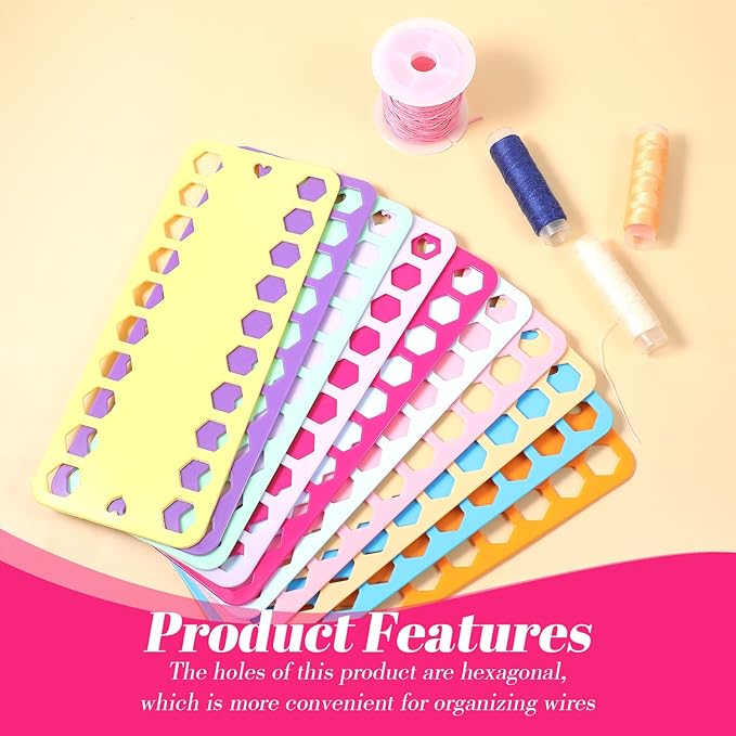 10Pcs Embroidery Floss Organizer, 10 Color Plastic Floss Bobbin, Cross Stitch Thread Storage Cards with 20 Holes and White Labels for Thread Craft DIY Sewing Storage(Mixcolor)
