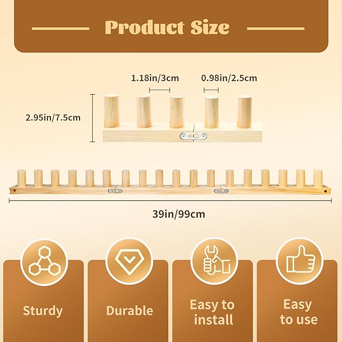 39" Chunky Knitting Blanket Loom - Adjustable Length & Portable Wooden Weaving Loom, for Making Large Blankets and Scarves