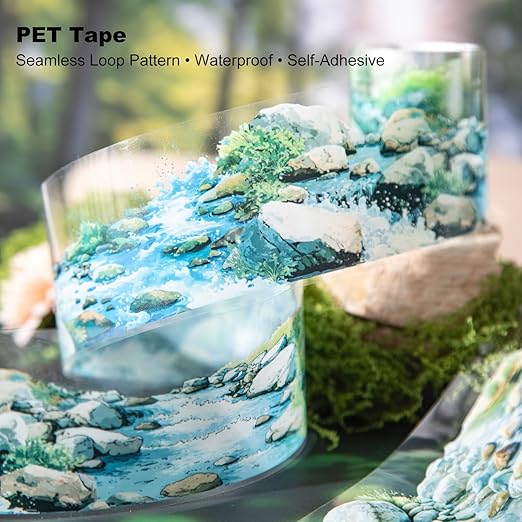 6 Rolls River Landscape PET Tape Set – Forest Stream and Riverbank Aesthetic with Seamless Nature Scenes for Scrapbooking, Journaling, Crafts, DIY and Decor