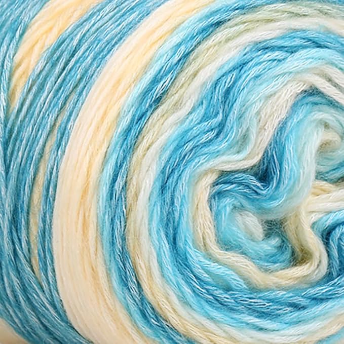 Crocheting Knitting-Gradient Cake Yarn, Soft Multicolor Medium-Fine Blended Yarn, Weight 100 Grams, Contains 60% Cotton 30% Acrylic 10% Wool. Suitable for Scarf, Gloves, Shawl, Blanket.(1152)