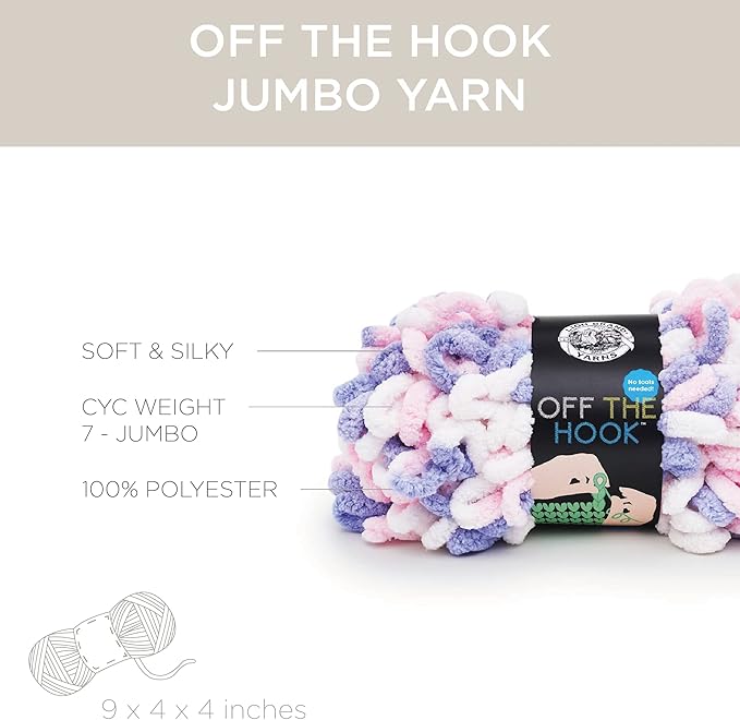 Lion Brand Yarn Off The Hook Yarn, Bulky No-Needle Craft Yarn for Crocheting, Hand-Knitting Yarn, 5-Pack, Unicorn