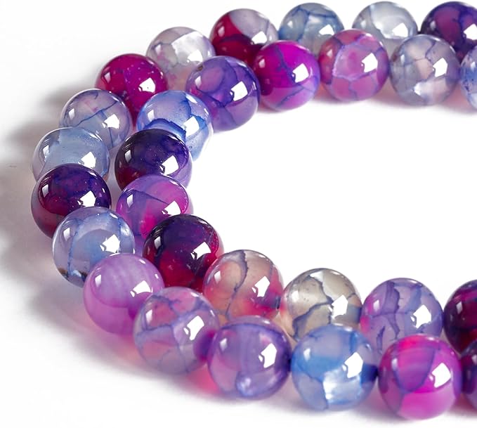 100pcs 10mm purple dragon vein agate beads natural gemstone beads round loose beads for jewelry making