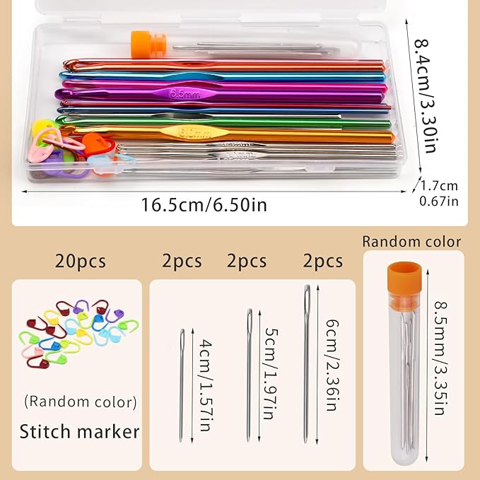 MORFEN 48 Pcs Crochet Hooks Set, 21 Sizes Crochet Needles with Case, Ergonomic Knitting Needles, Crochet Hooks Kit with Crochet Accessories Stitch Markers Blunt Needles for Crocheting Yarn