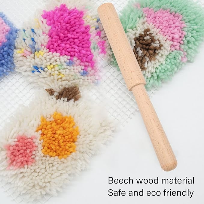 Hook Tool, Handcraft Wooden Crochet Yarn Cutter Tool for Rug Tapestry Making