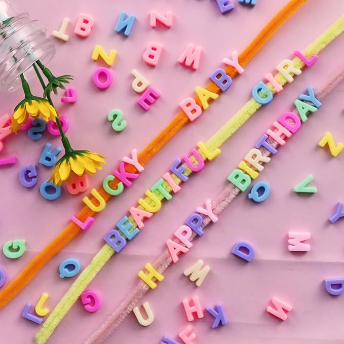 400pcs Macaroon Alphabet Letter Beads,Bulk A-Z Resin Pendants,3D Loose Letter Beads,Plastic Initial Charms for Jewelry Making,Key Chains,Crafts