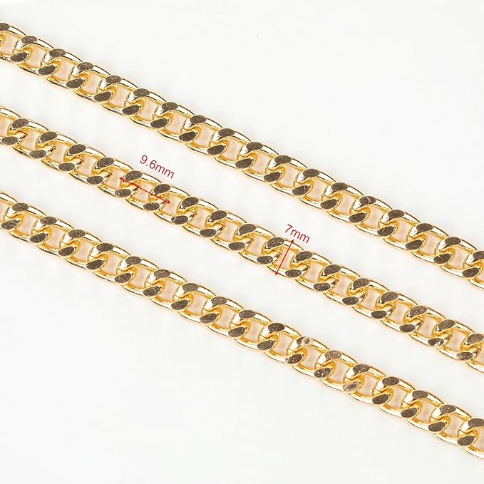 YOUBEIYEE 33 Feet Gold Cuban Link Chain for Men and Women Necklace DIY Gold Plated Aluminum Jewelry Chains Bulk with Jump Rings and Lobster Clasps