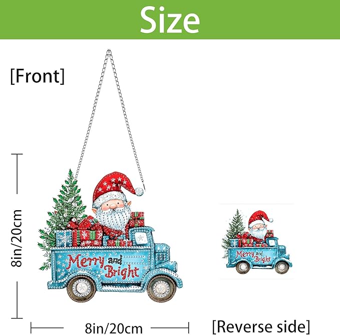 Wergund 5D DIY Christmas Diamond Art Hanging Kits, Hanging Diamond Art Dwarf, Acrylic Special Shaped Rhinestone, Window Hanging Pendants for Home Wall Garden Front Door Outdoor Decor Gift(Christmas)