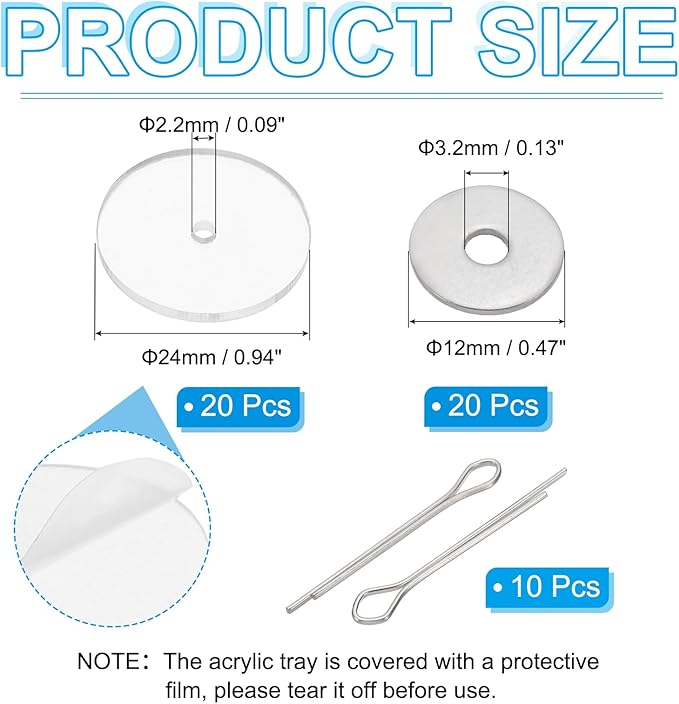 PATIKIL 24mm Doll Joints, 10 Set Removable Cotter Pin Joints Connector and Acrylic Tray for Bear Limbs Making Head Joints DIY Crafts Accessories