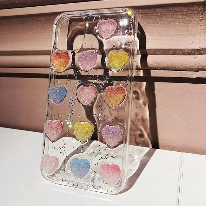 50 pcs Jelly Sugar Soft Heart Candy Flatback Charms, DIY Craft Making Resin Jewelry Making Kit, Soft Candy Resin Flatback Beads for Women DIY Scrapbooking Hair Clip Crafts Cell Phone Case Making