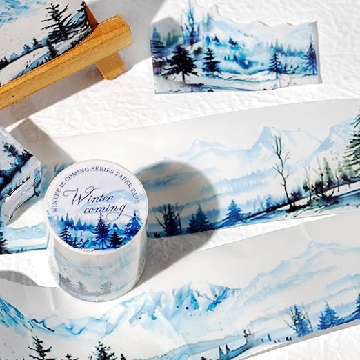 Kesari 6 Rolls of Nature Washi Tape Stickers for Journaling Supplies, Forest Themed Scrapbook Stickers for Scrapbooking, Junk Journal Supplies, Planer (Snowfall)