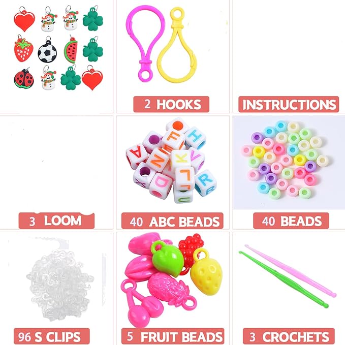 YUSLROB Rubber Band Refill Kit, Rubber Band Bracelet Set (2000+) - Kids Loom Bracelet Making Kits, Bracelet Making Kits (2000+Rubber Band Bracelet Kit)