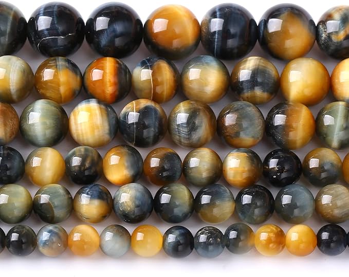 8mm 45Pcs Tiger Eye Stone Beads for Jewelry Making Semi Precious Round Smooth Gemstones Loose Spacer Beads