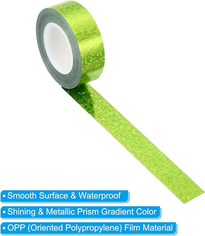 PATIKIL Glitter Sparkle Tape 15mm x 5m, 2 Pack Holographic Art Decorative Masking Tapes Self-Adhesive for DIY Scrapbook Art Craft Wrapping, Green