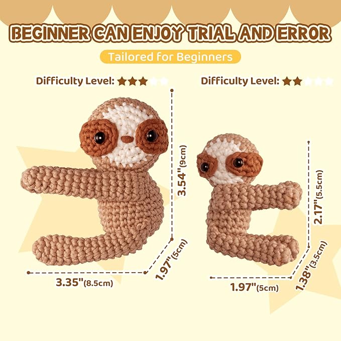 Mewaii Crochet Kit for Beginners with 40% Extra Eco-Friendly Pre-Started Easy Yarn, Step-by-Step Video Tutorials for Adults and Kids (Highland Cattle)