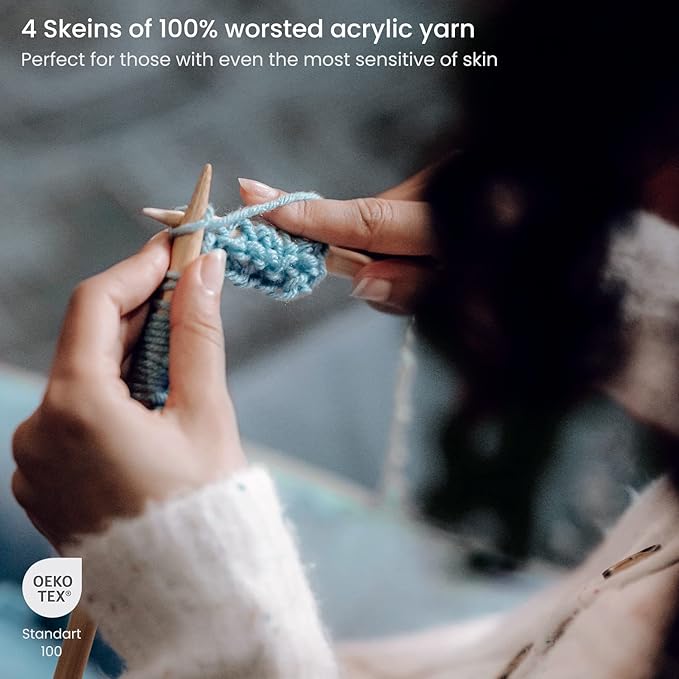 ARTEZA Acrylic Yarn for Crocheting, 4 x 200-g Skeins of Worsted Yarn for Knitting, Trip to Fiji A500, Knitting & Crochet Supplies