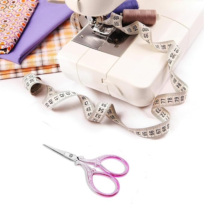 3.6Inch Little Scissors Sewing Scissors with Leather Scissor Cover Stainless Steel Sharp Tip Craft Scissor for Embroidery Craft Needlework Artwork Cross Stitch DIY Thread
