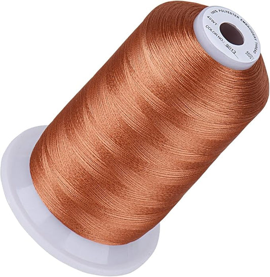 Simthread 5500Yds Embroidery Thread, 5000M High-Yardage 40WT 100% Polyester Thread – 170+ Vivid Colors, High-Speed Rated – Compatible with Brother, Singer, Janome & More - Light Copper S013