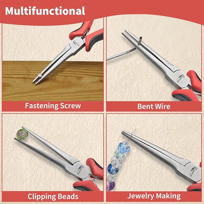 houseran long needle nose pliers 5.5"-5 pack long nose mini precision pliers for jewelry making with spring loaded for diy, craft, repairing
