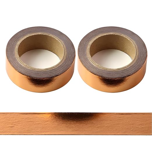 Copper Washi tape Copper foil washi tape for wall Decorative tape for crafts Washy-tape Mirror tape Copper strips for wall decor Metallic washi tape Copper duct tape(0.59in x33FT,Copper,2 rolls)